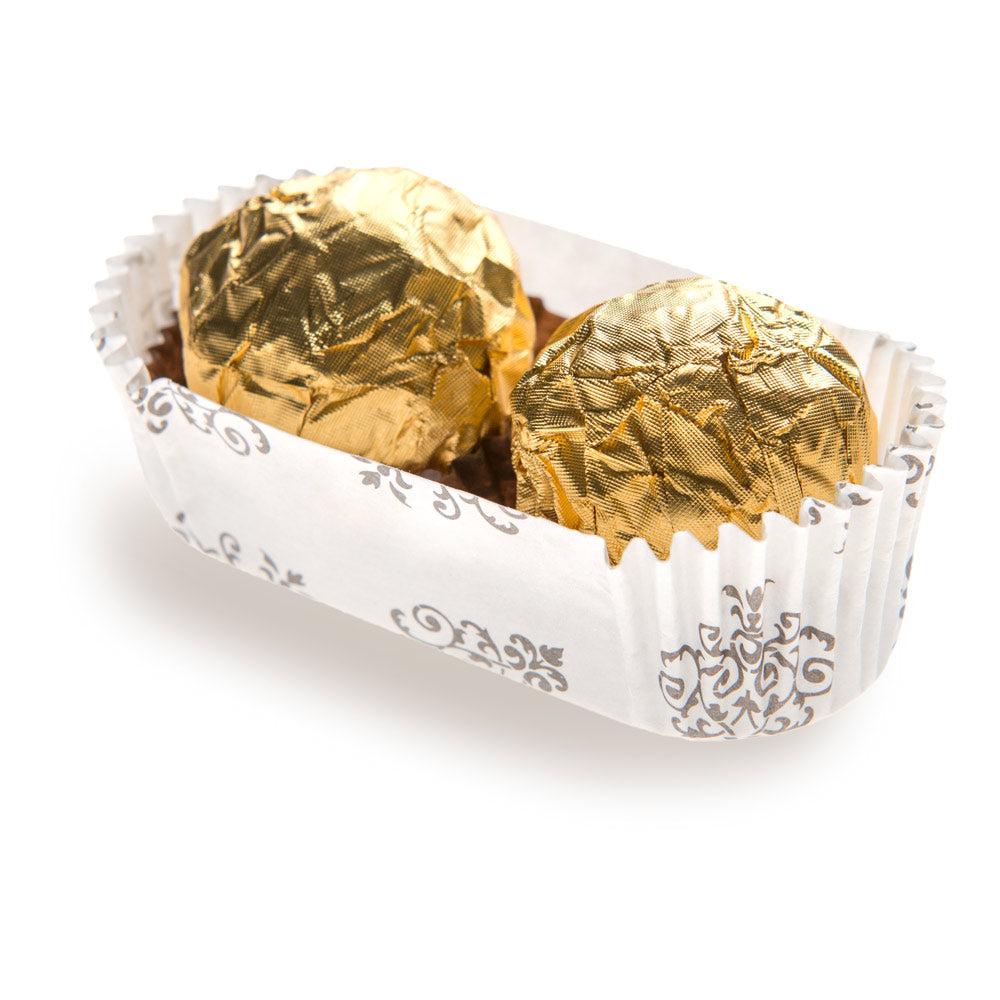 restaurantware Panificio 1 oz Elliptical Vintage Floral Paper Regular Baking Cup - Ridged - 3 1/2" x 1 1/2" x 1" - 200 count box