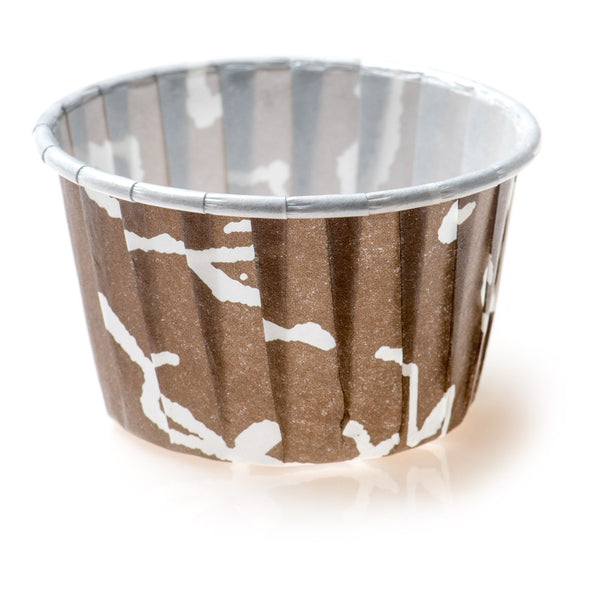 Restaurantware Panificio 1 Oz Round Chocolate Wisp Paper Small Baking Cup - Pleated - 2" X 2" X 1 1/4" - 200 Count Box