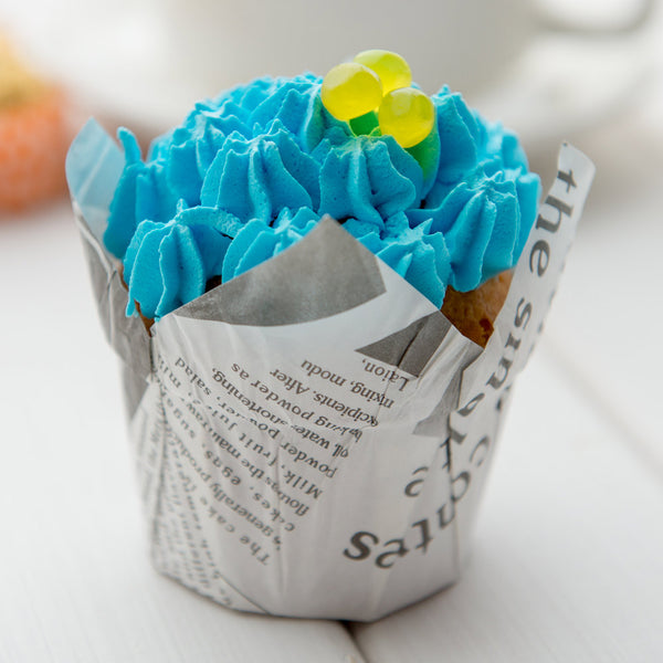 Restaurantware Panificio 1 Oz Tulip Newsprint Paper Regular Baking Cup - 3" X 3" X 3 1/2" - 200 Count Box