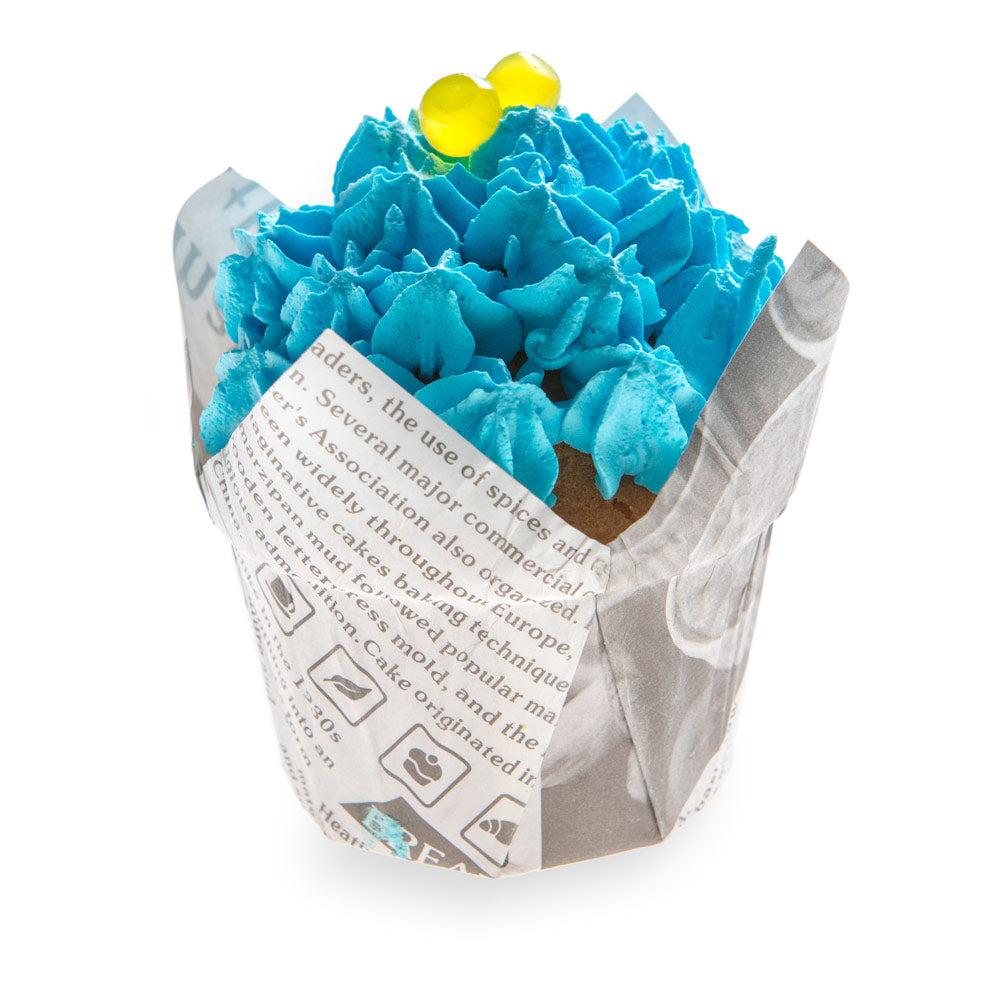 restaurantware Panificio 1 oz Tulip Newsprint Paper Regular Baking Cup - 3" x 3" x 3 1/2" - 200 count box