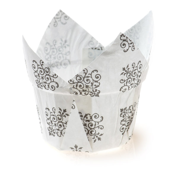 Restaurantware Panificio 1 Oz Tulip Vintage Floral Paper Regular Baking Cup - 3" X 3" X 3 1/2" - 200 Count Box