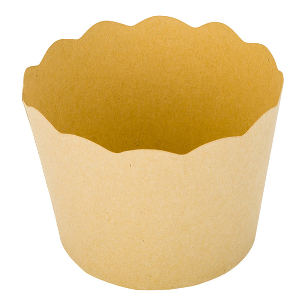 Restaurantware Panificio 10 Oz Kraft Paper Jumbo Baking Cup - Scalloped - 3 1/2" X 3 1/2" X 2 1/2" - 200 Count Box