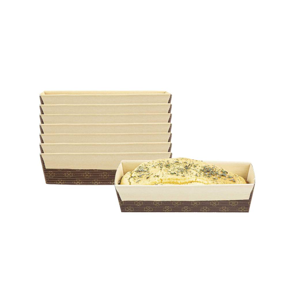 restaurantware Panificio 18 oz Kraft Paper Baking Loaf Pan - Greaseproof Rippled - 7 3/4" x 3 1/4" x 2" - 10 count box