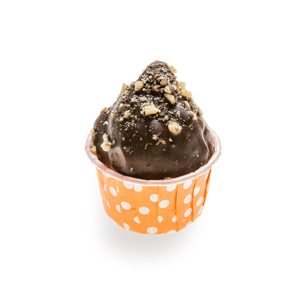 restaurantware Panificio 2 oz Round Polka-Dotted Hot Orange Paper Medium Baking Cup - Pleated - 2 1/4" x 2 1/4" x 1 1/2" - 200 count box