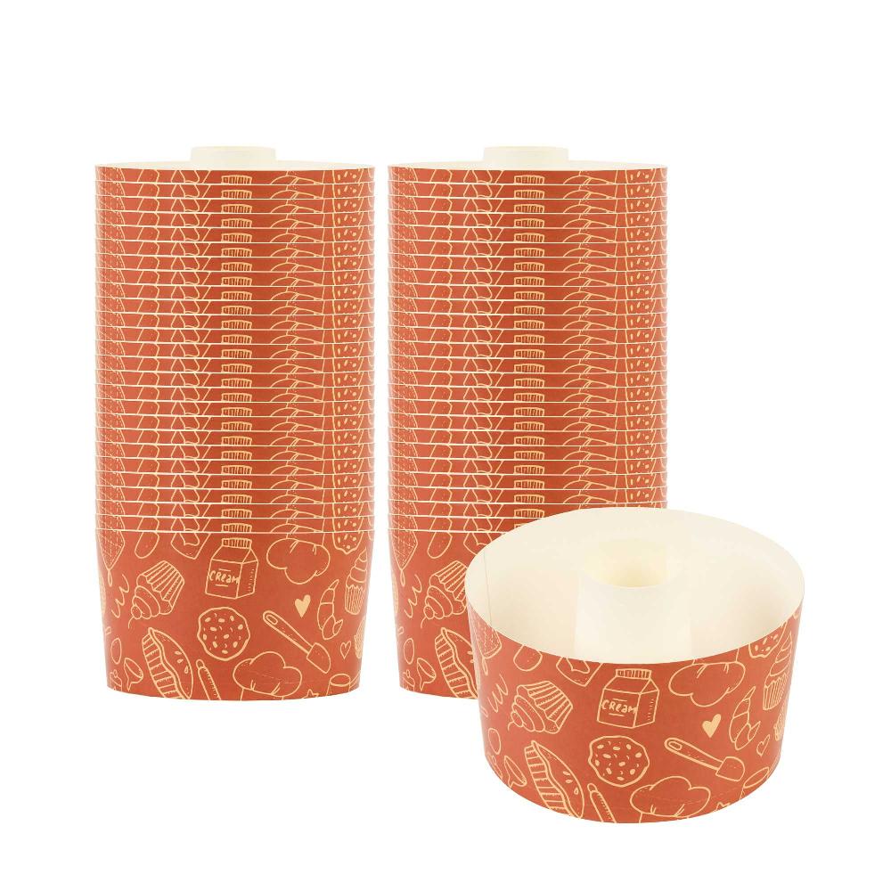 restaurantware Panificio 22 oz Brown Paper Baking Ring Mold - Bakery Greaseproof - 4 1/2" x 4 1/2" x 2 3/4" - 900 count box