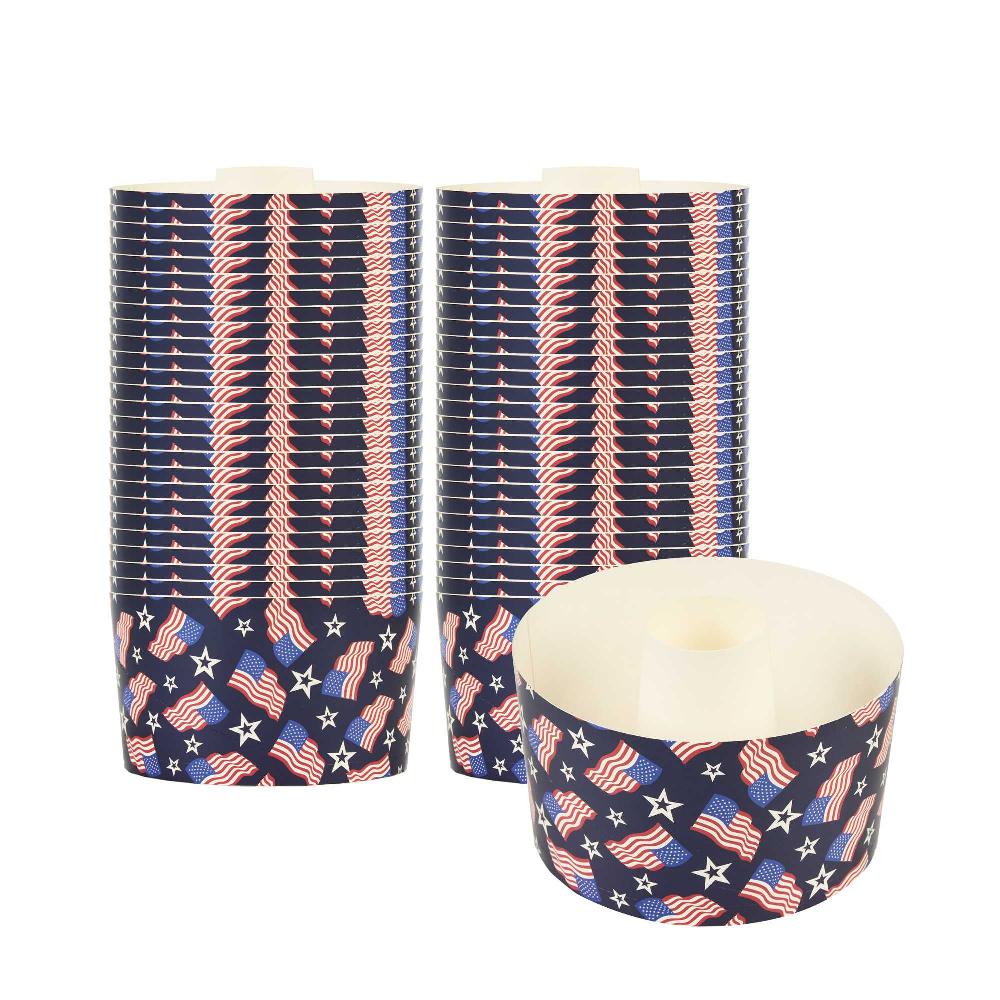 restaurantware Panificio 22 oz Paper Baking Ring Mold - American Flag Greaseproof - 4 1/2" x 4 1/2" x 2 3/4" - 900 count box