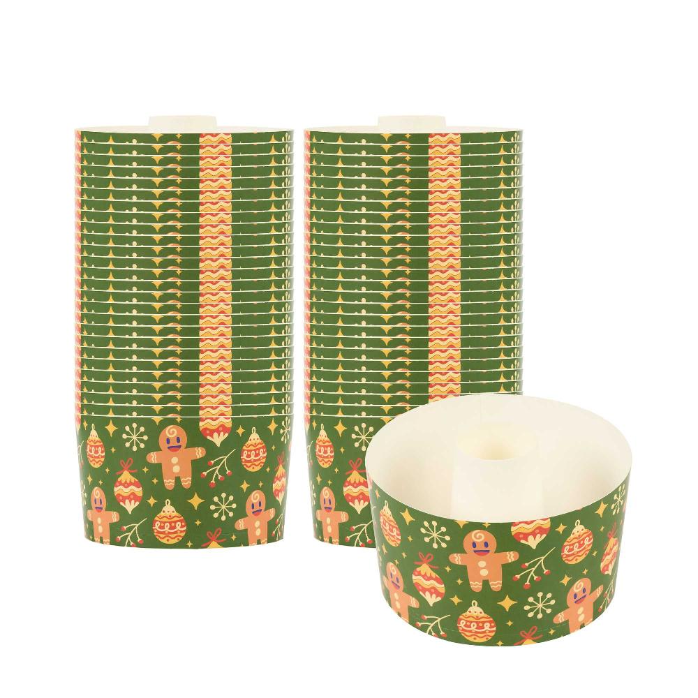 restaurantware Panificio 22 oz Paper Baking Ring Mold - Christmas Greaseproof - 4 1/2" x 4 1/2" x 2 3/4" - 900 count box