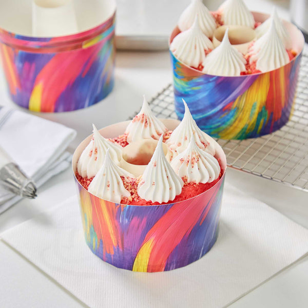 Restaurantware Panificio 22 Oz Paper Baking Ring Mold - Colorful Abstract Waves Greaseproof - 4 1/2" X 4 1/2" X 2 3/4" - 900 Count Box