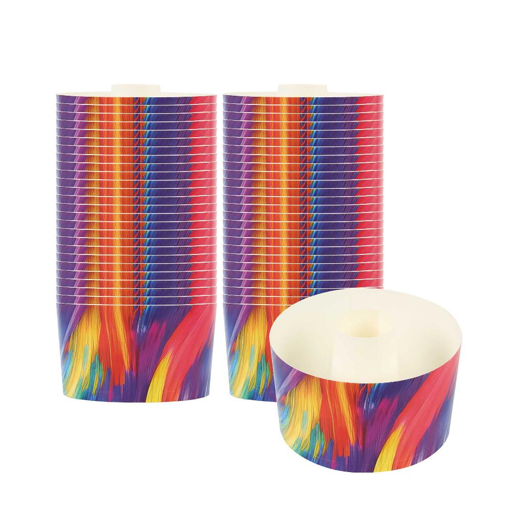 restaurantware Panificio 22 oz Paper Baking Ring Mold - Colorful Abstract Waves Greaseproof - 4 1/2" x 4 1/2" x 2 3/4" - 900 count box