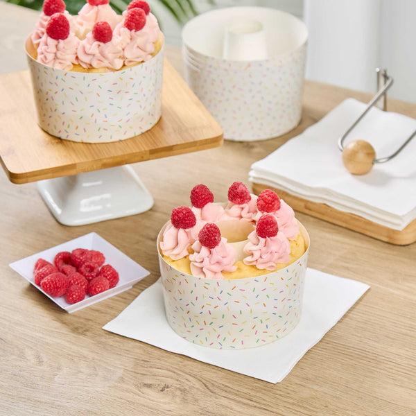 Restaurantware Panificio 22 Oz Paper Baking Ring Mold - Colorful Confetti Greaseproof - 4 1/2" X 4 1/2" X 2 3/4" - 900 Count Box