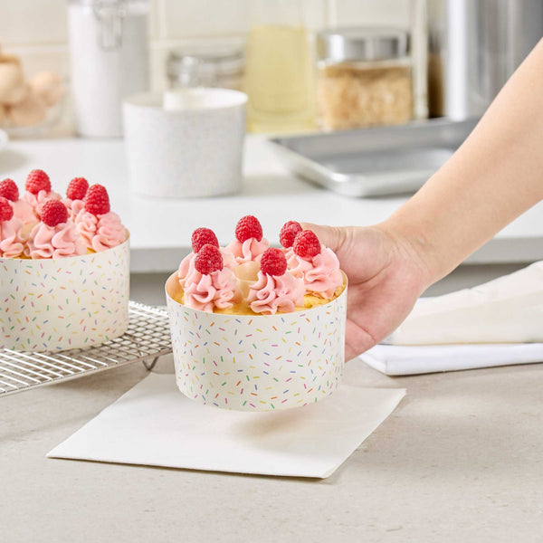 Restaurantware Panificio 22 Oz Paper Baking Ring Mold - Colorful Confetti Greaseproof - 4 1/2" X 4 1/2" X 2 3/4" - 900 Count Box