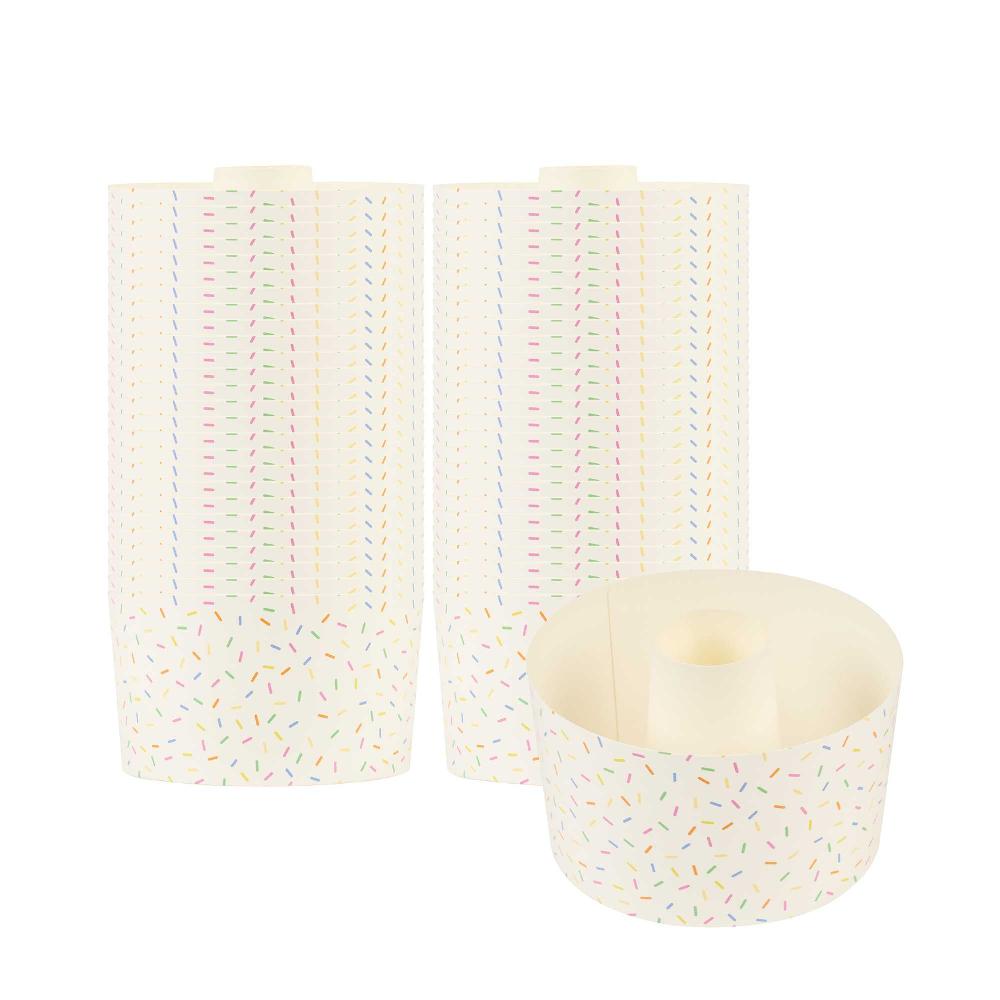 restaurantware Panificio 22 oz Paper Baking Ring Mold - Colorful Confetti Greaseproof - 4 1/2" x 4 1/2" x 2 3/4" - 900 count box