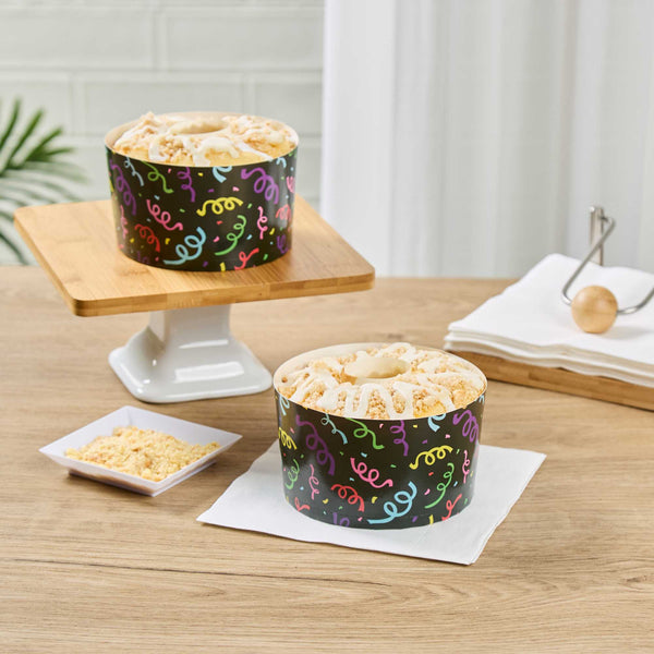 Restaurantware Panificio 22 Oz Paper Baking Ring Mold - Colorful Streamers Greaseproof - 4 1/2" X 4 1/2" X 2 3/4" - 900 Count Box