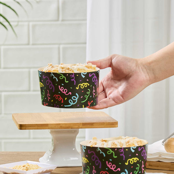 Restaurantware Panificio 22 Oz Paper Baking Ring Mold - Colorful Streamers Greaseproof - 4 1/2" X 4 1/2" X 2 3/4" - 900 Count Box