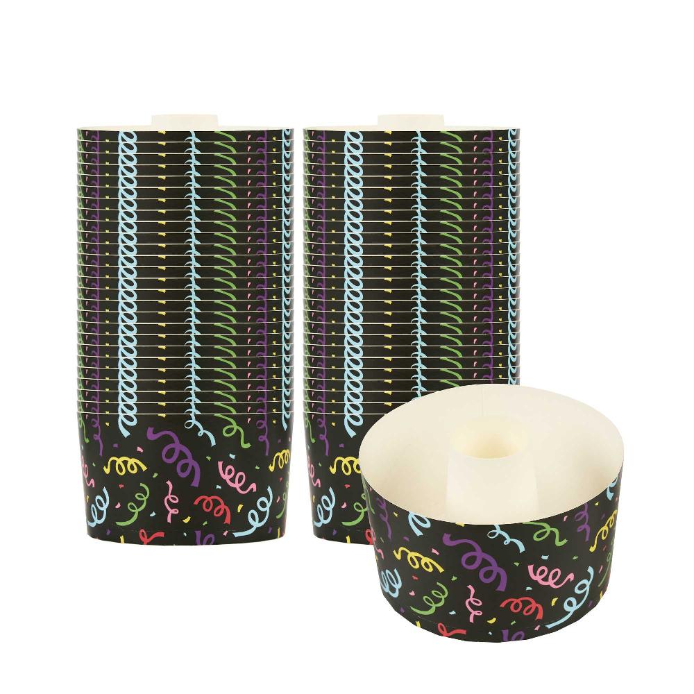 restaurantware Panificio 22 oz Paper Baking Ring Mold - Colorful Streamers Greaseproof - 4 1/2" x 4 1/2" x 2 3/4" - 900 count box