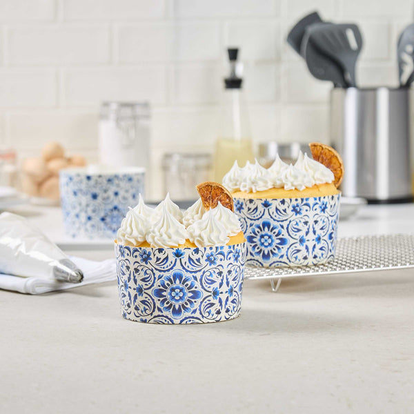 Restaurantware Panificio 22 Oz Paper Baking Ring Mold - Floral Greaseproof - 4 1/2" X 4 1/2" X 2 3/4" - 900 Count Box