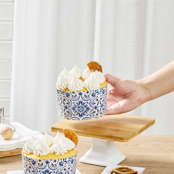 Restaurantware Panificio 22 Oz Paper Baking Ring Mold - Floral Greaseproof - 4 1/2" X 4 1/2" X 2 3/4" - 900 Count Box