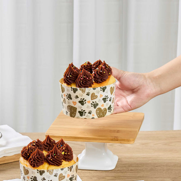 Restaurantware Panificio 22 Oz Paper Baking Ring Mold - Paw Print Greaseproof - 4 1/2" X 4 1/2" X 2 3/4" - 900 Count Box