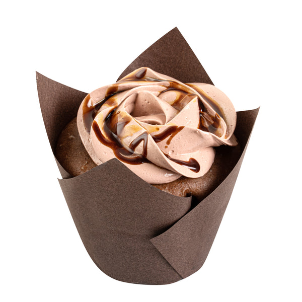 Restaurantware Panificio 3.5 Oz Brown Paper Tulip Baking Cup - Greaseproof - 3 1/4" X 3 1/4" X 3 1/4" - 500 Count Box