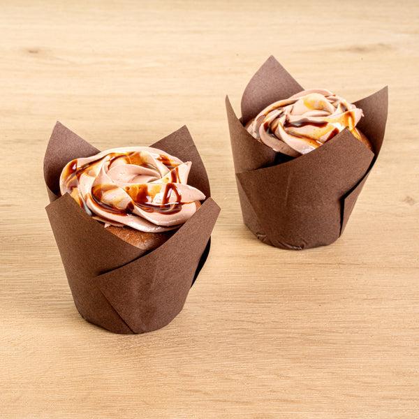Restaurantware Panificio 3.5 Oz Brown Paper Tulip Baking Cup - Greaseproof - 3 1/4" X 3 1/4" X 3 1/4" - 500 Count Box