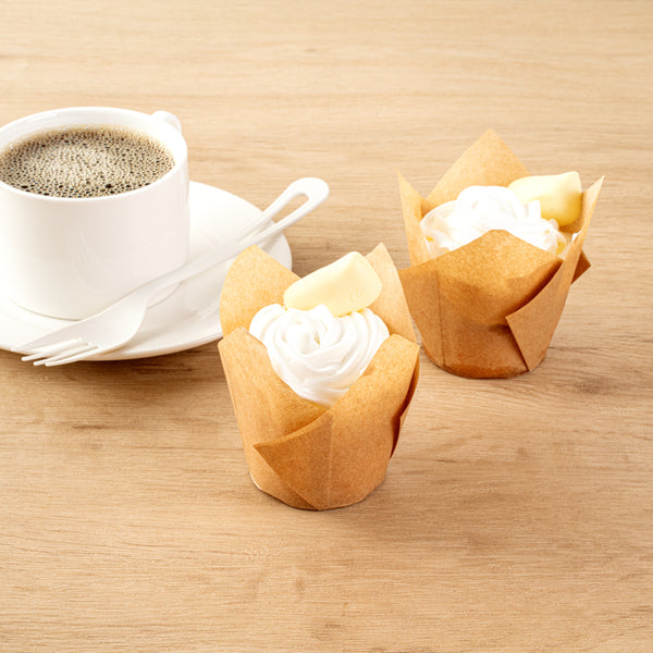 Restaurantware Panificio 3.5 Oz Kraft Paper Tulip Baking Cup - Greaseproof - 3 1/4" X 3 1/4" X 3 1/4" - 500 Count Box
