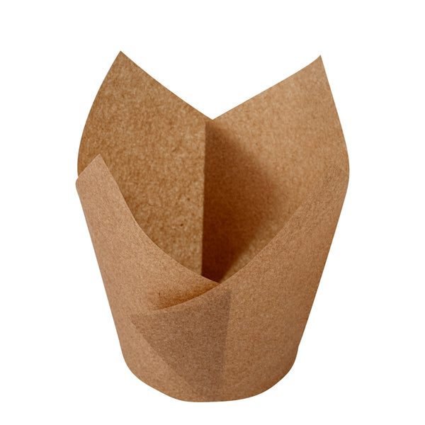 Restaurantware Panificio 3.5 Oz Kraft Paper Tulip Baking Cup - Greaseproof - 3 1/4" X 3 1/4" X 3 1/4" - 500 Count Box