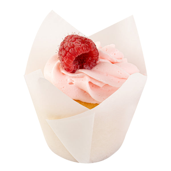 Restaurantware Panificio 3.5 Oz Round White Paper Tulip Baking Cup - Greaseproof - 3 1/4" X 3 1/4" X 3 1/4" - 500 Count Box