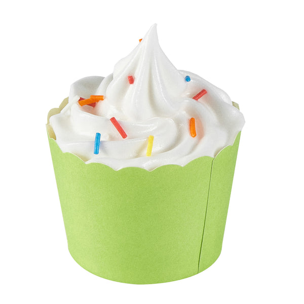 Restaurantware Panificio 3 Oz Round Eco Green Paper Mini Baking Cup - Scalloped - 2 1/2" X 2 1/2" X 1 3/4" - 200 Count Box