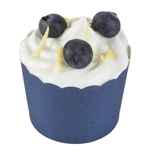 Restaurantware Panificio 3 Oz Round Midnight Blue Paper Mini Baking Cup - Scalloped - 2 1/2" X 2 1/2" X 1 3/4" - 200 Count Box