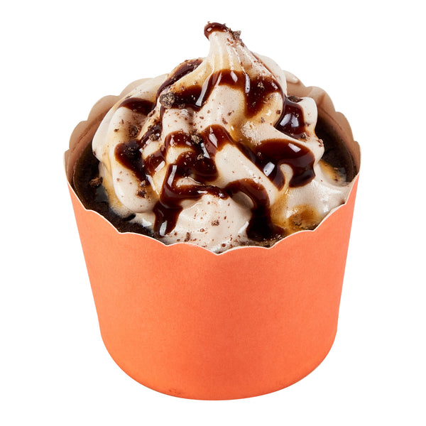 Restaurantware Panificio 3 Oz Round Orange Paper Mini Baking Cup - Scalloped - 2 1/2" X 2 1/2" X 1 3/4" - 200 Count Box