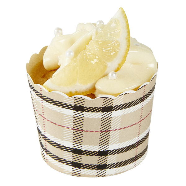 Restaurantware Panificio 3 Oz Round Plaid Paper Mini Baking Cup - Scalloped - 2 1/2" X 2 1/2" X 1 3/4" - 200 Count Box