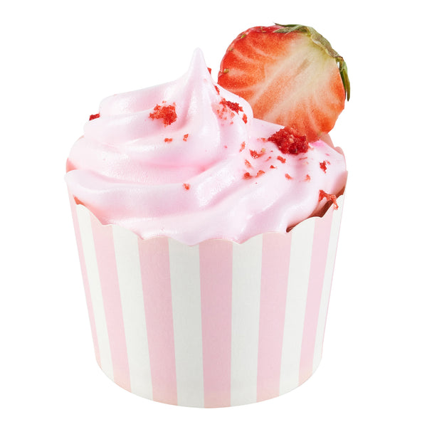 Restaurantware Panificio 3 Oz Round Stripe Pink Paper Mini Baking Cup - Scalloped - 2 1/2" X 2 1/2" X 1 3/4" - 200 Count Box