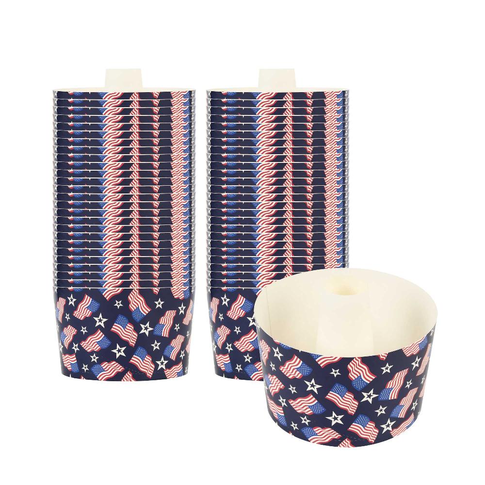 restaurantware Panificio 38 oz Paper Baking Ring Mold - American Flag Greaseproof - 5" x 5" x 3 3/4" - 600 count box