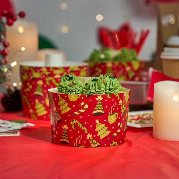 Restaurantware Panificio 38 Oz Paper Baking Ring Mold - Christmas Greaseproof - 5" X 5" X 3 3/4" - 600 Count Box