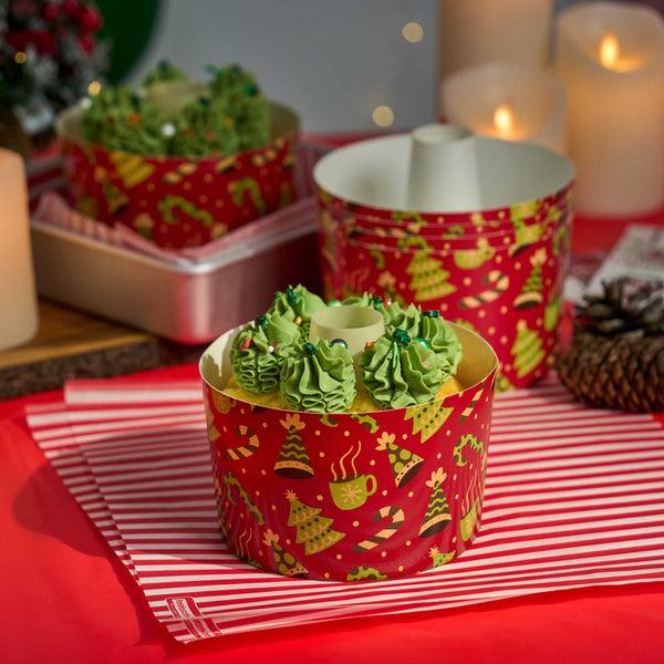 Restaurantware Panificio 38 Oz Paper Baking Ring Mold - Christmas Greaseproof - 5" X 5" X 3 3/4" - 600 Count Box