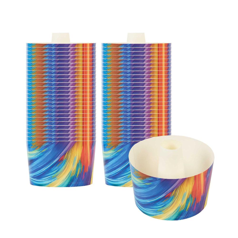 restaurantware Panificio 38 oz Paper Baking Ring Mold - Colorful Abstract Waves Greaseproof - 5" x 5" x 3 3/4" - 600 count box