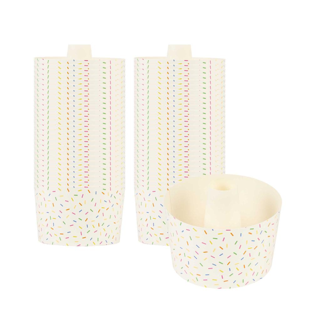 restaurantware Panificio 38 oz Paper Baking Ring Mold - Colorful Confetti Greaseproof - 5" x 5" x 3 3/4" - 600 count box