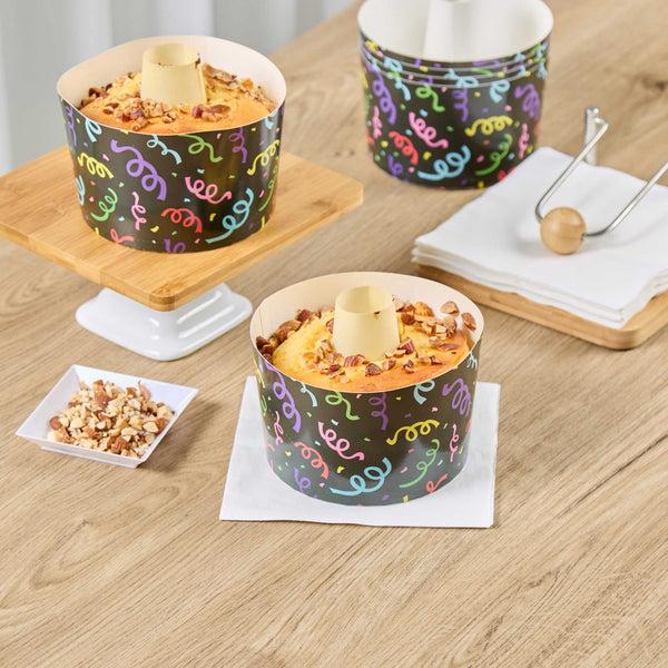 Restaurantware Panificio 38 Oz Paper Baking Ring Mold - Colorful Streamers Greaseproof - 5" X 5" X 3 3/4" - 600 Count Box
