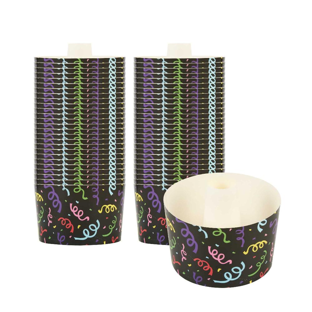 restaurantware Panificio 38 oz Paper Baking Ring Mold - Colorful Streamers Greaseproof - 5" x 5" x 3 3/4" - 600 count box