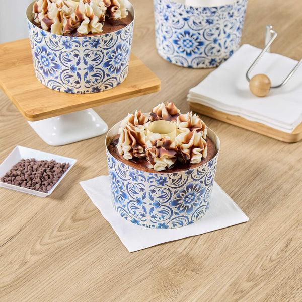 Restaurantware Panificio 38 Oz Paper Baking Ring Mold - Floral Greaseproof - 5" X 5" X 3 3/4" - 600 Count Box