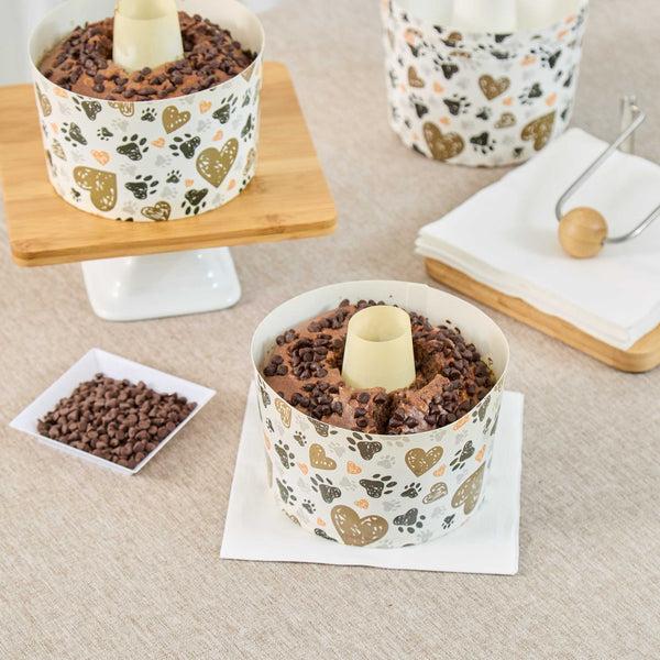 Restaurantware Panificio 38 Oz Paper Baking Ring Mold - Paw Print Greaseproof - 5" X 5" X 3 3/4" - 600 Count Box