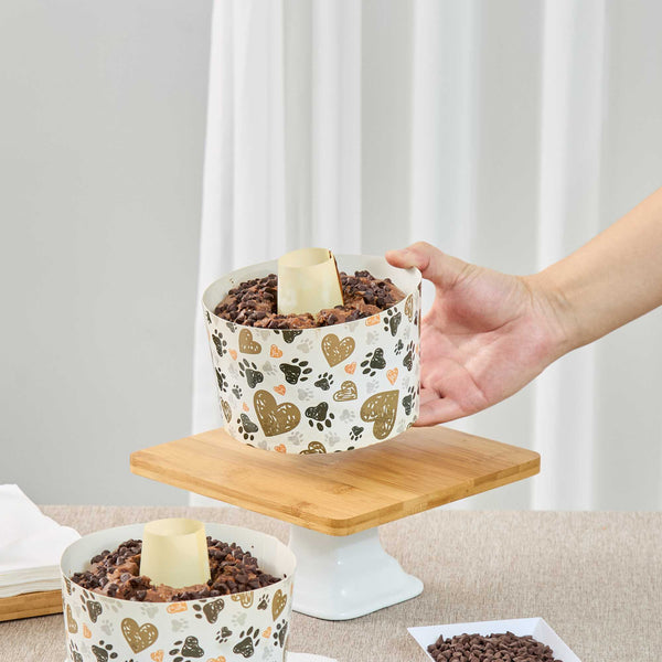 Restaurantware Panificio 38 Oz Paper Baking Ring Mold - Paw Print Greaseproof - 5" X 5" X 3 3/4" - 600 Count Box