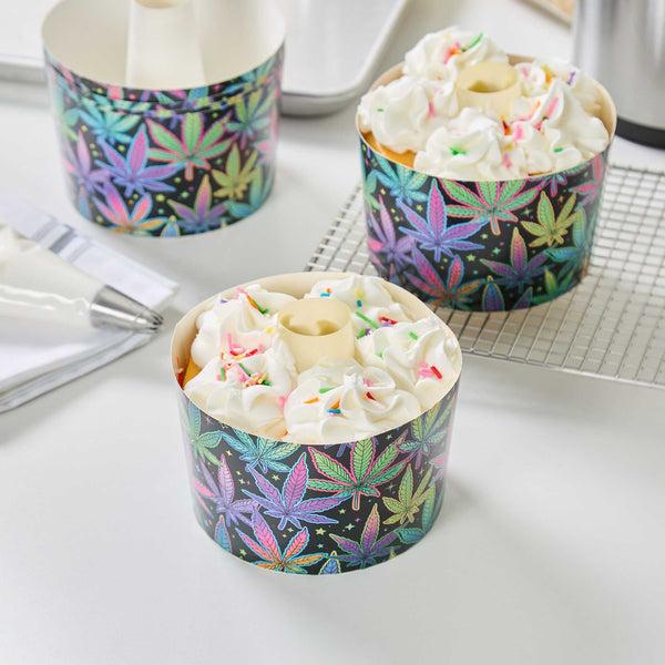 Restaurantware Panificio 38 Oz Paper Baking Ring Mold - Trippy Leaf Print Greaseproof - 5" X 5" X 3 3/4" - 600 Count Box