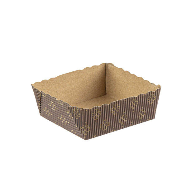 Restaurantware Panificio 4 Oz Kraft Paper Square Baking Cup - Greaseproof Rippled - 3" X 2 3/4" X 1 3/4" - 100 Count Box