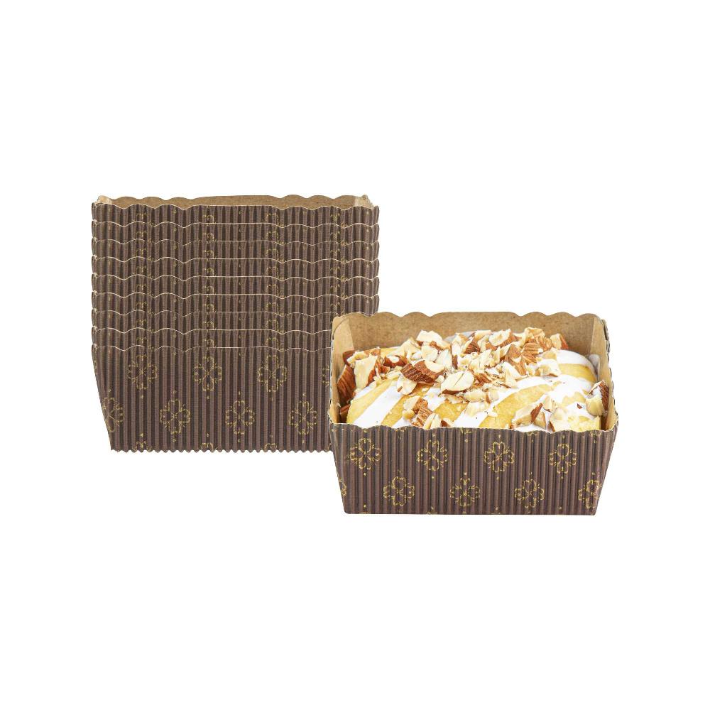 restaurantware Panificio 4 oz Kraft Paper Square Baking Cup - Greaseproof Rippled - 3" x 2 3/4" x 1 3/4" - 100 count box
