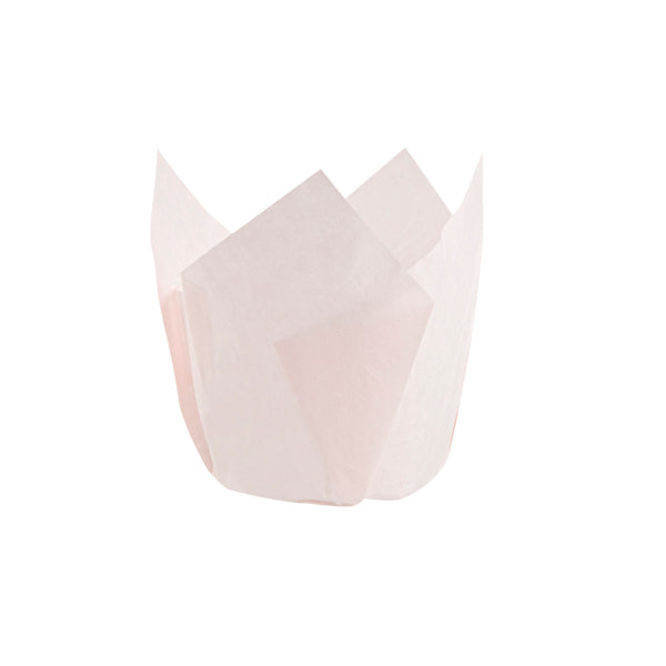 Restaurantware Panificio 4 Oz Pink Paper Tulip Baking Cup - Greaseproof - 3 1/2" X 3 1/2" X 3 1/2" - 200 Count Box