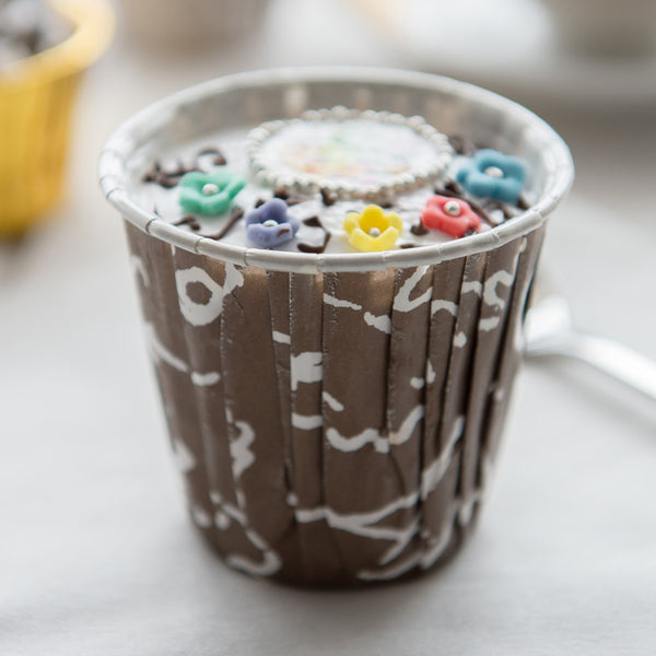 Restaurantware Panificio 4 Oz Round Chocolate Wisp Paper Tall Baking Cup - Pleated - 3" X 3" X 2 3/4" - 200 Count Box