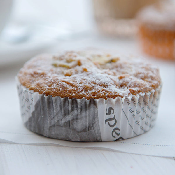 Restaurantware Panificio 4 Oz Round Newsprint Paper Baking Cup - Ridged - 3 1/4" X 3 1/4" X 1" - 200 Count Box