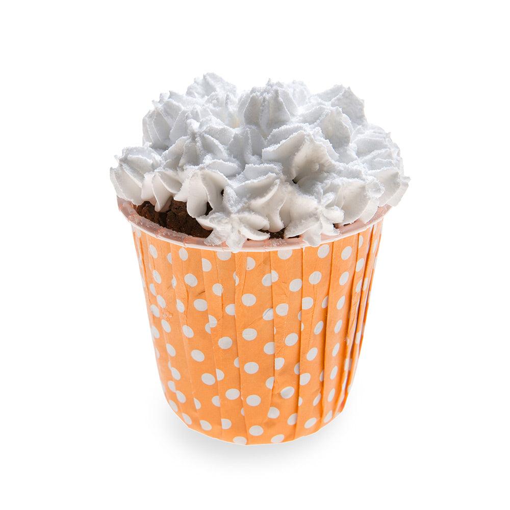 restaurantware Panificio 4 oz Round Polka-Dotted Hot Orange Paper Tall Baking Cup - Pleated - 3" x 3" x 2 3/4" - 200 count box