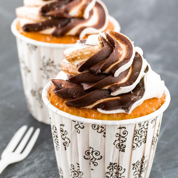 Restaurantware Panificio 4 Oz Round Vintage Floral Paper Tall Baking Cup - Pleated - 3" X 3" X 2 3/4" - 200 Count Box